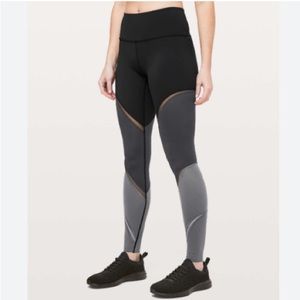 Lululemon Colour Me Ombre Tights Leggings Black Obsidian Titanium size 6